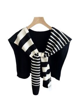Preppy Striped Sweater Shawl OS